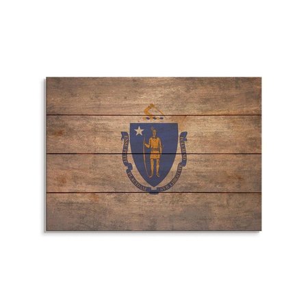 WILE E. WOOD 20 x 14 in. Massachusetts State Flag Wood Art FLMA-2014